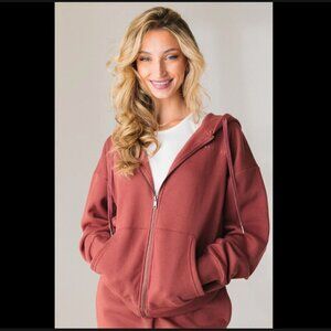 Vitality Uni Cozy Zip Up Hoodie In Rosewood‎